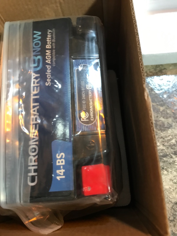 Photo 1 of Chrome Battery Now YTX14-BS Wireless Smartphone Connectivity Maintenance Free Replacement Battery for ATV, Motorcycle, Scooter, and UTV: 12 Volts, 12Ah, Nut and Bolt (T3) Terminal