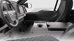 Photo 1 of qzhiren Center Console Cover for 2015-2023 Ford F150, 2017-2023 F250 F350 F450 with 40/20/40 Jump Seat,Leather Armrest Cover Center Console Pad Middle Console Cover Armrest Box Cover(Beige)