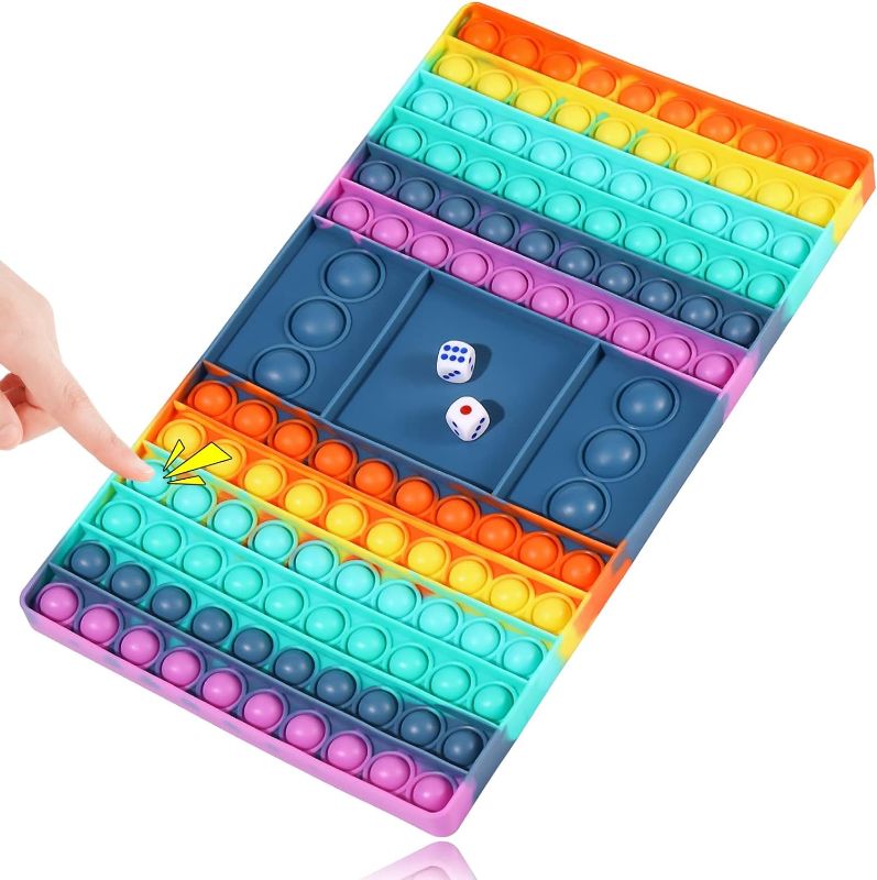 Photo 1 of Big Size Pop Game Fidget Toy, Silicone Bubble Rainbow Chess Board Push Popping Sound Popper Sensory Toys Interactive Jumbo Stress Anxiety Relief Toy Play with Friends