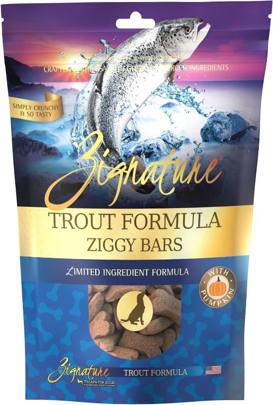 Photo 1 of ** BB 02-2025*** Zignature Grain-Free Trout Formula Ziggy Bars Biscuit Dog Treats