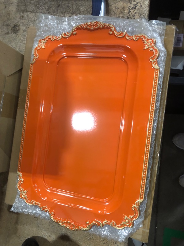 Photo 1 of 2 piece antique orange serving trays