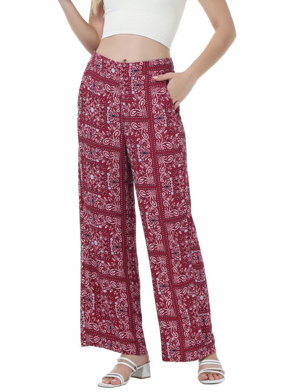 Photo 1 of MCEDAR Women's Wide Leg Palazzo Lounge Soft Pajama Pants Floral Print Elastic Waist Plus Size with Pockets P014 4X