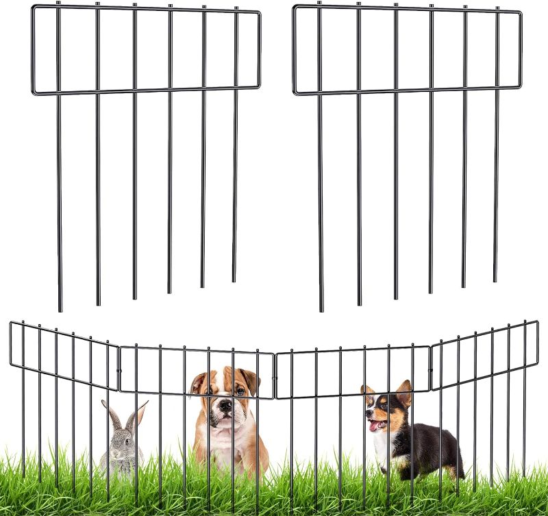 Photo 1 of 10 Pack Animal Barrier Fence: Decorative Garden Fence No Dig|Rustproof Metal Wire Fencing Border Animal Barrier for Dog Rabbits Ground Stakes Outdoor Yard Patio