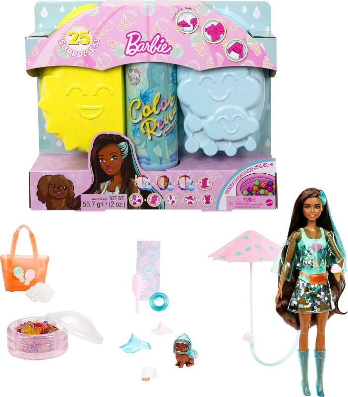 Photo 1 of Barbie Color Reveal Doll with 7 Surprises, Color Change and Accessories, Ice Cream Series, Styles May Vary
