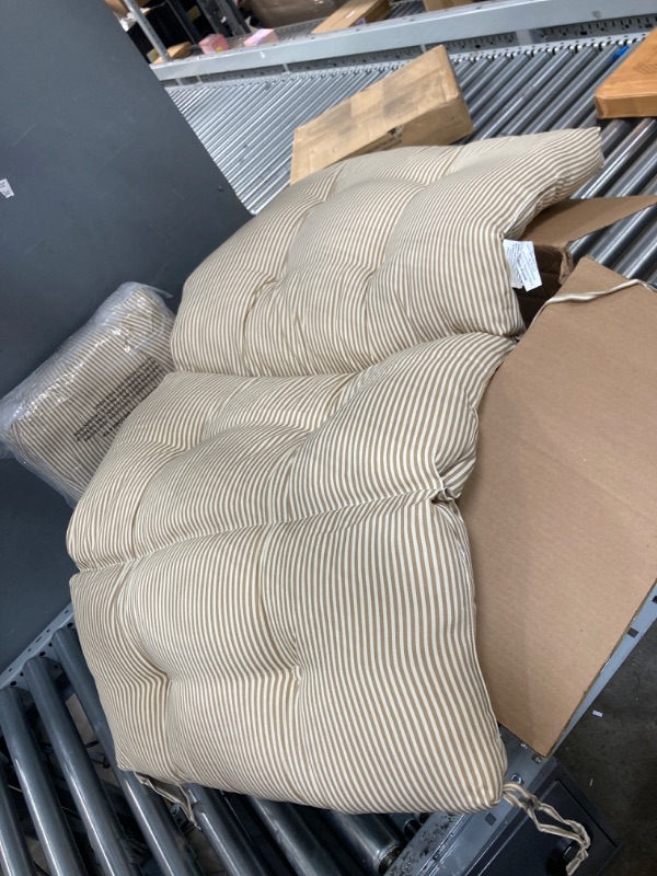 Photo 1 of 2 Pack Of Lounge Chair Cushions, Striped Beige/Brown