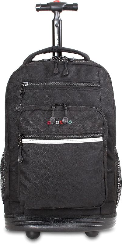 Photo 1 of J World New York Sundance Rolling Backpack Girl Boy Roller Bookbag, Argyle Black, 20 Inch