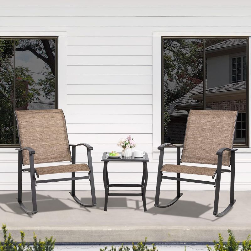 Photo 1 of (READ FULL POST) Shintenchi 2 Piece Rocking Bistro Set, Outdoor Furniture with Rocker Chairs 
