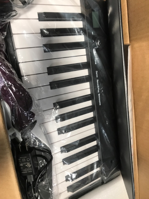 Photo 4 of Finger Dance Folding Piano Electric Piano Keyboard with Stand Full Size Upgrade Wood Grain Touch Sensitive 88 Keys Digital Piano with Bluetooth MIDI Portable Piano Keyboard for Beginners ?Deep Black?