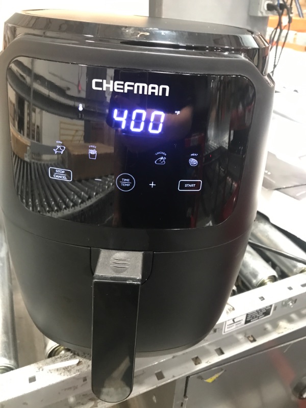 Photo 2 of Chefman Digital Air Fryer, One-Touch Control, 4 Cooking Presets, Adjustable Time And Temperature, Fry With 98% Less Oil, LED Shake Reminder, Family Size, 5-Quart, Black 5 QT Digital