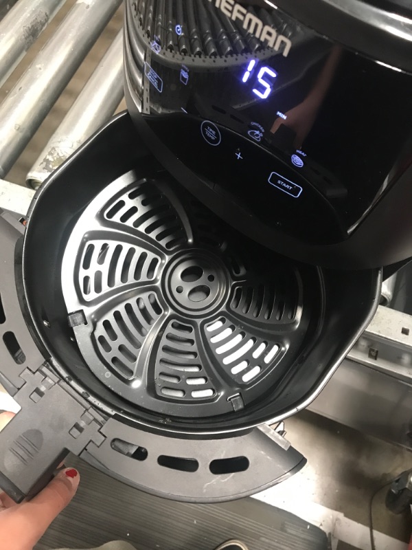 Photo 1 of Chefman Digital Air Fryer, One-Touch Control, 4 Cooking Presets, Adjustable Time And Temperature, Fry With 98% Less Oil, LED Shake Reminder, Family Size, 5-Quart, Black 5 QT Digital