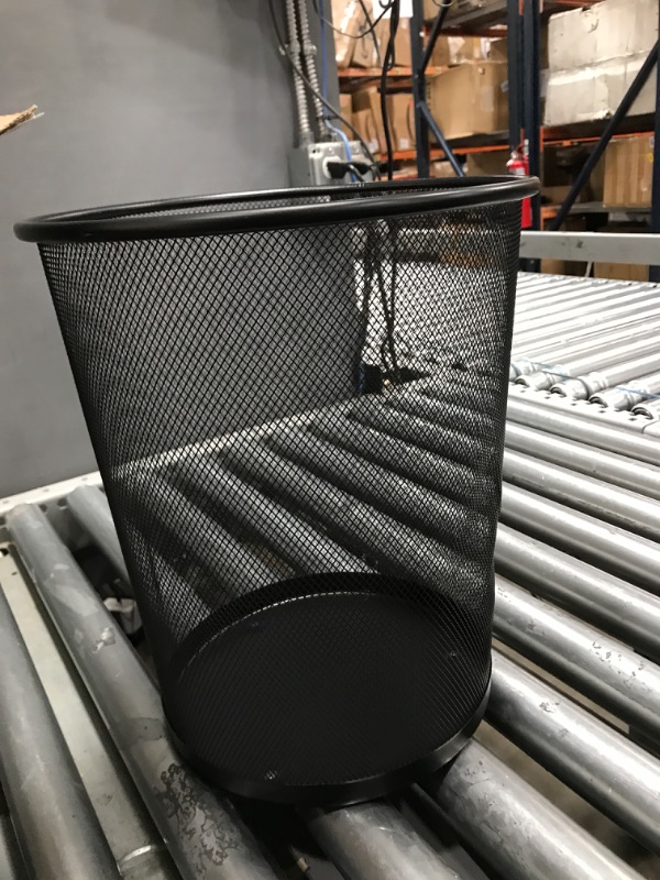 Photo 1 of Mind Reader Garbage Waste Basket Recycling Bin Set, Round Metal Mesh, Black