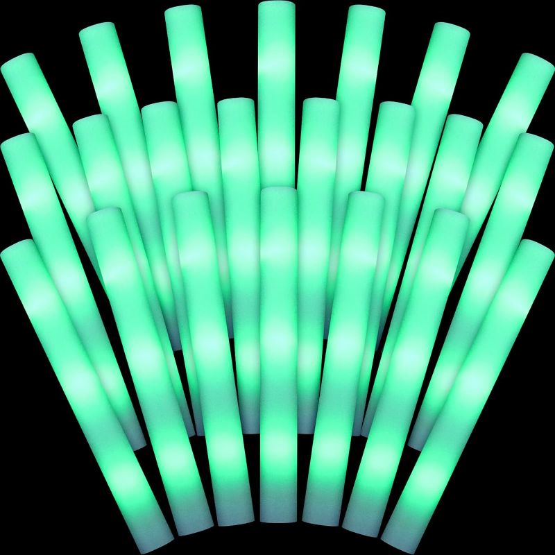 Photo 1 of **READ NOTES**SHQDD Glow Sticks Bulk, 100 Pcs LED GREEN Foam Sticks with 3 Modes Colorful Flashing, Glow Sticks Party Pack for Wedding, Raves, Concert, Party, Camping, Sporting Events 28 Pack