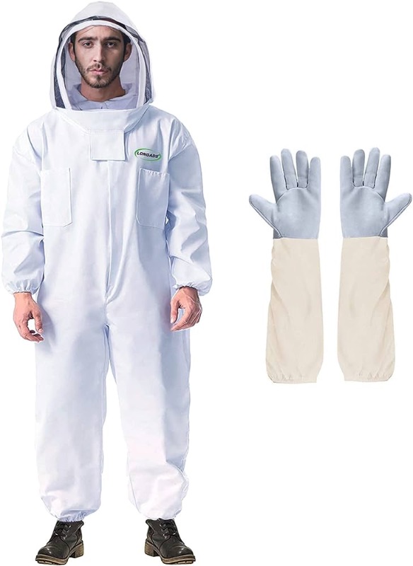 Photo 1 of Professional Bee Suit for Men Women, Beekeeping Suit Beekeeper Suit with Glove &Ventilated Hood, Multi-Size Bee Outfit for Backyard and Bee Keeper