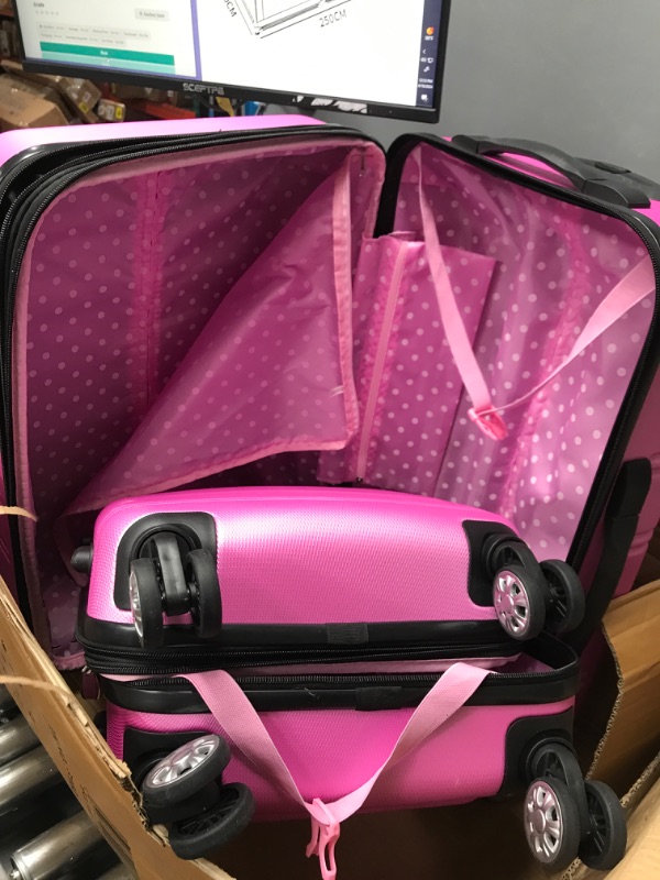 Photo 3 of **read notes** Rockland Melbourne Hardside Expandable Spinner Wheel Luggage, Pink, 3-Piece Set (20/24/28) 3-Piece Set (20/24/28) Pink