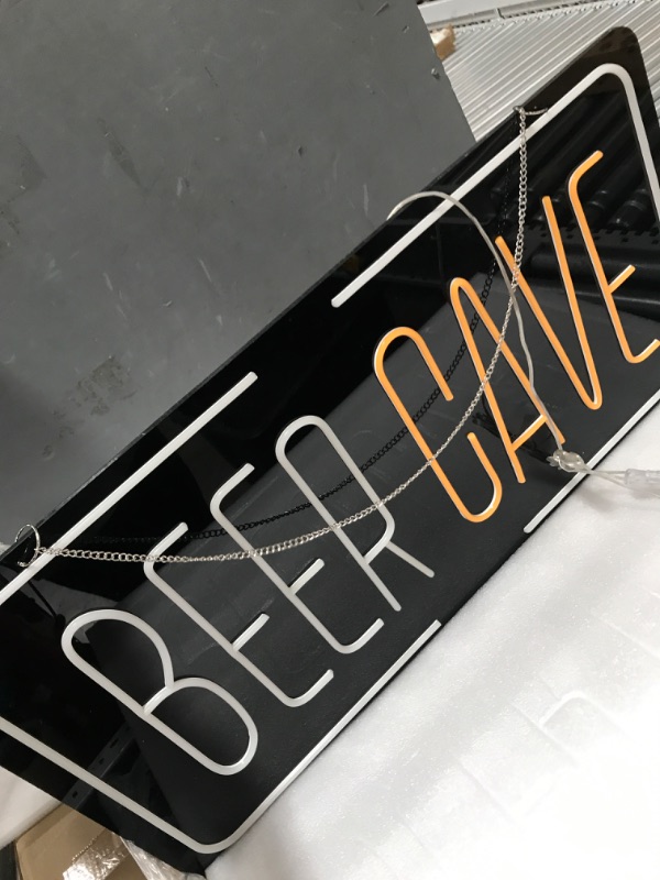 Photo 2 of 'Beer Cave' LED Sign with Icon - Perfect Addition for Bars, Breweries, and Personal Home Bars Beer Cave (Yellow, White, Orange, Black)