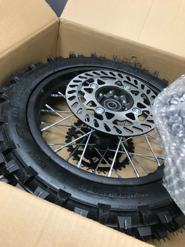 Photo 2 of 12" Rear Rim Wheel Disk Brake 80/100-12 Tire Tube Apollo SSR 50cc 125cc XR CRF Dirt Pit Bike Tao 15mm Axle With Brake Rotor and 428 41T Sprocket (12 inch)