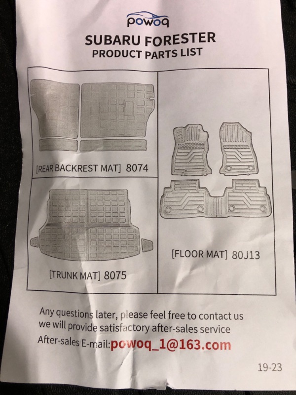 Photo 5 of (please see all images) powoq Floor Mats Compatible with 2019-2024 Subaru Forester Cargo Liner TPE Backrest Mat Replacement 