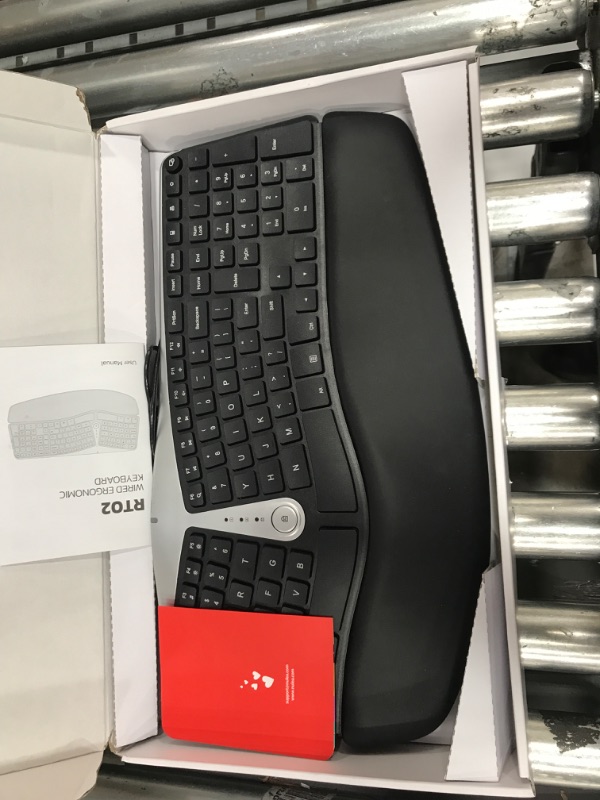 Photo 2 of Nulea Ergonomic Keyboard, Wired Split Keyboard with Pillowed Wrist and Palm Support, Featuring Dual USB Ports, Natural Typing Keyboard for Carpal Tunnel, Compatible with Windows/Mac