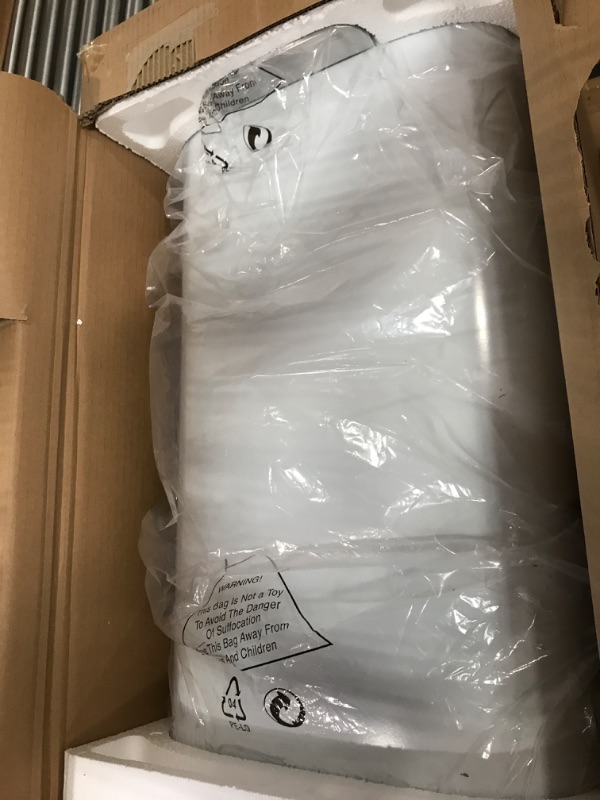 Photo 1 of 13 Gallon Kitchen Trash Can Soft Close with Anti - Bag Slip Liner and Lid, Use as Garbage Basket, Tall Dust Bin, or Decor in Bathroom, Restroom, Kitchen, or Bedroom (13 Gallon, Shiny White) 50L / 13 Gallon Shiny White