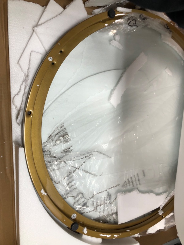 Photo 1 of SAYGOER Small Glass Coffee Table Round Gold Coffee Table for Small Space Modern Simple Center Table with Gold Frame for Living Room Home Office, Easy Assembly