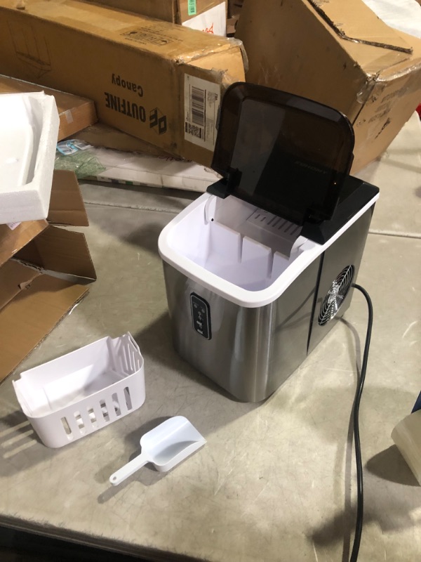 Photo 3 of ***USED - DIRTY - UNABLE TO TEST***
EUHOMY Ice Maker Machine Countertop, 27 lbs in 24 Hours, 9 Cubes Ready in 6 Mins, Electric ice Maker and Compact Potable ice Maker with Ice Scoop and Basket. Perfect for Home/Kitchen/Office.(Sliver) 27lbs/Day Silver 1