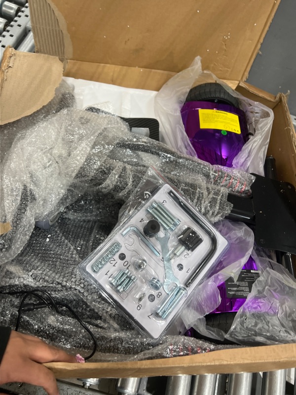 Photo 2 of (PARTS ONLY/ NO REFUNDS) EVERCROSS Hoverboard, Self Balancing Scooter Hoverboard with Seat Attachment, 6.5" Hover Board Scooter with Bluetooth Speaker & LED Lights, Hoverboards Suit for Kids Purple+Kart Black