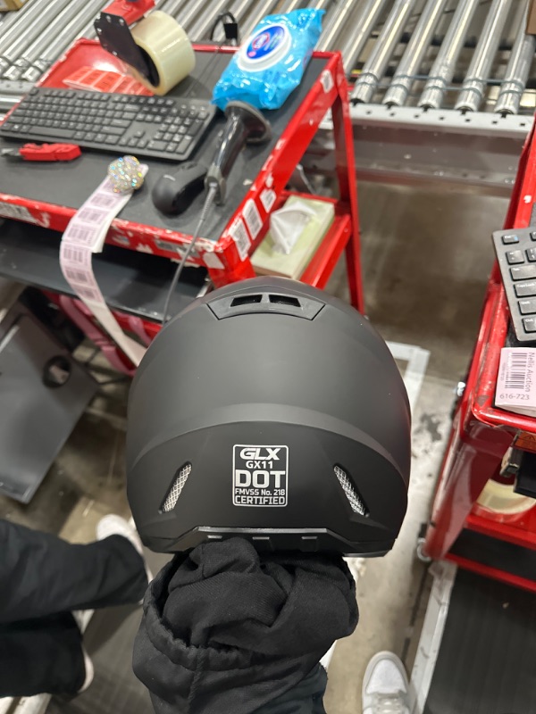 Photo 1 of GLX GX11 Compact Lightweight Full Face Motorcycle Street Bike Helmet with Extra Tinted Visor DOT Approved (Matte Black, X-Large) Matte Black X-Large