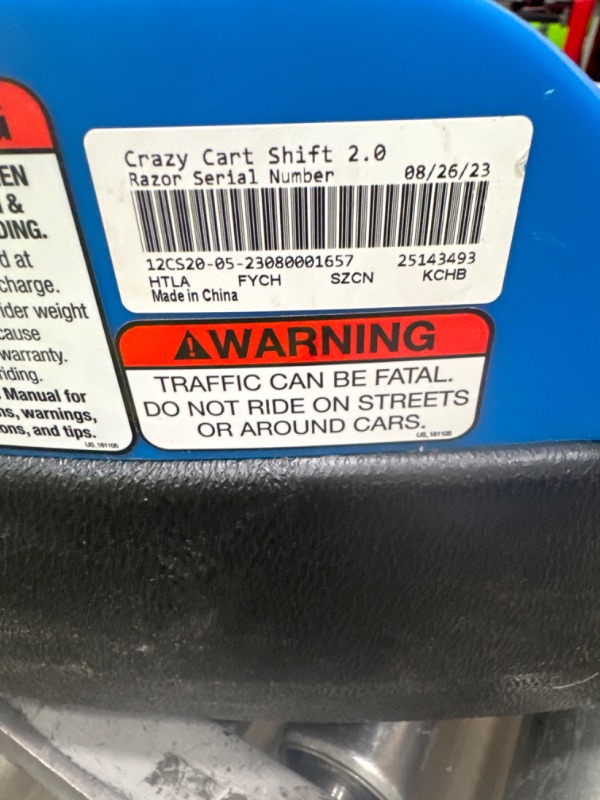 Photo 5 of **SEE NOTES** Razor Crazy Cart Shift for Kids Ages 6+ (Low Speed) 8+ (High Speed) - 12V Electric Drifting Go Kart for Kids - High/Low Speed Switch and Simplified Drifting System, for Riders up to 120 lbs