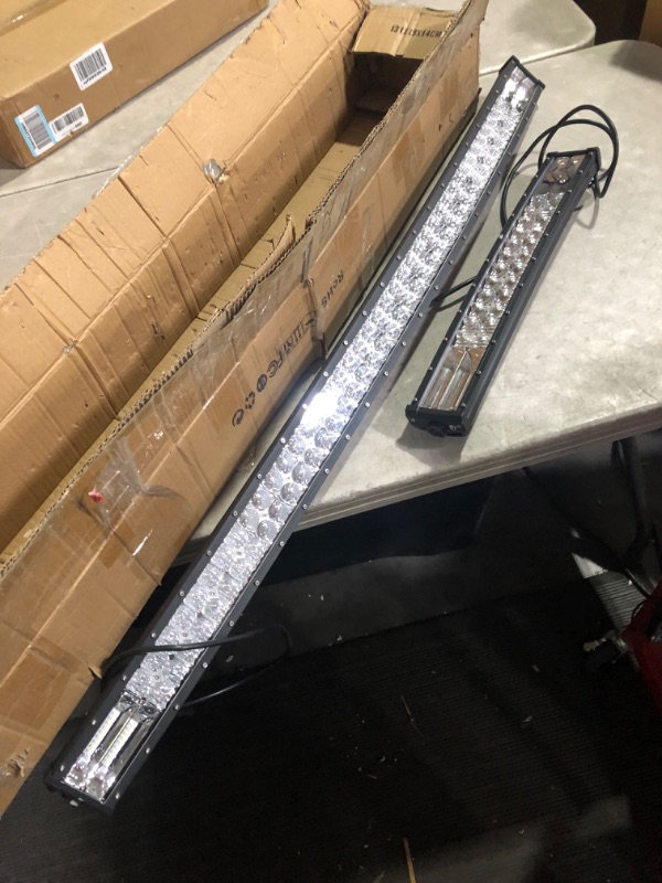 Photo 2 of ***USED - MISSING HARDWARE - UNABLE TO TEST***
LED Light Bar KEENAXIS 50 Inch 288W 22 Inch 120W Curved Spot Flood Combo Light Bars 4Pcs 4 Inch 60W Led Pods Cubes Lights for Trucks Jeep ATV UTV Boat with 3-Leads Wiring