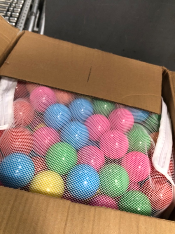 Photo 2 of Amazon Basics BPA Free Crush-Proof Plastic Ball Pit Balls with Storage Bag, Toddlers Kids 12+ Months, 6 Bright Colors - Pack of 400 6 Bright Colors 400 Balls