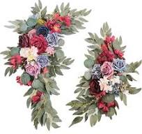 Photo 1 of RIFNY Wedding Arch Flowers Artificial Flowers Kit (Pack of 2)- Red Rose Peony Flower Arch Decor and Welcome Sign Wedding Chair Arrangements Party Floral Reception Backdrop Decorations (Burgundy Red) D-burgundy Red