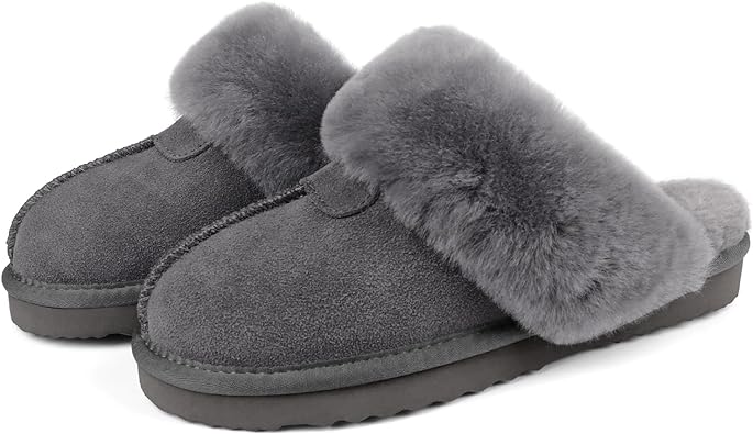 Photo 1 of JOY IN LOVE Fuzzy Slippers for Women Memory Foam Flat Outdoor Indoor Faux Fur Cozy Slippers
