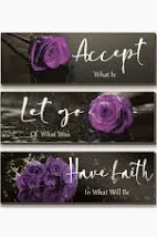 Photo 1 of 3 Pcs Flower Wall Decor Inspirational Wooden Wall Art Motivation Quotes Sign Bathroom Decor Elegant Wall Hanging Living Room for Bedroom Office (Purple, 16 x 5 Inch)