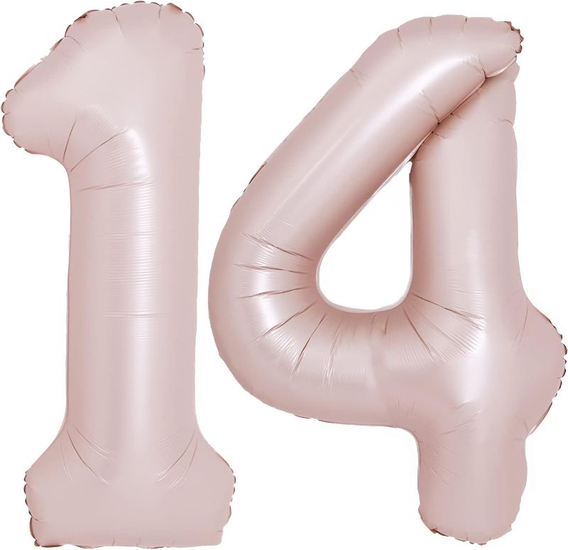 Photo 1 of 40 Inch Giant Caramel Number 14 Balloons 41 for Birthday 14th Birthday Decorations for Kids Boys Girls 14 Years Old 41st Birthday Anniversary Decors Retro Apricot Gradient Unicorn Party Mermaid Theme Caramel Balloon 14 Or 41