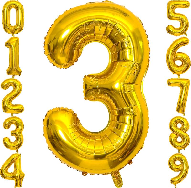 Photo 1 of 40inch Hot Gold Number 3 Balloon 3rd Birthday Party Supplies Decors for Girl Boys 3 Years Old Balloon Anniversary Party Decorations Digital Balloons Hot Gold Theme Party Supplies Photo Shoot for Kids Gold Balloon 3