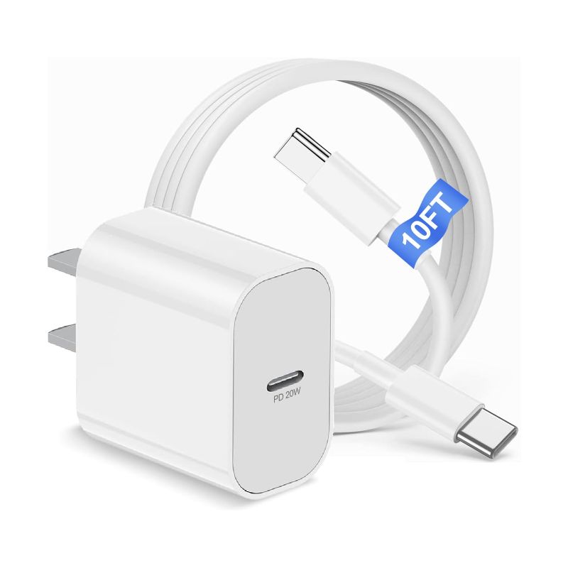 Photo 1 of ?MFi Certified?iPhone 15 Charger Fast Charging, Stuffcool 1Pack 20W USB-C Power Type-C Wall Charger Block+10FT Long USB-C to USB-C Cord for iPhone 15/15 Plus/15 Pro/15 Pro Max/iPad Pro/Air/Mini/AirPod White