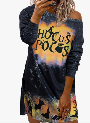 Photo 1 of ASTANFY Halloween Sexy Off Shoulder Dress Shirt Women Hocus Pocus Bleached Blouse Sanderson Sisters Print Loose Pullover XL