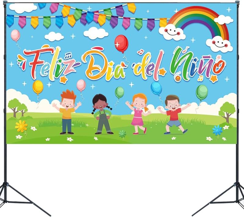 Photo 1 of Feliz Dia Del Niño Backdrop Mexico Backdrop for Kids Decorations 7x5ft in School Party Decorations Mexico Children Day Backdrop Party Decorations