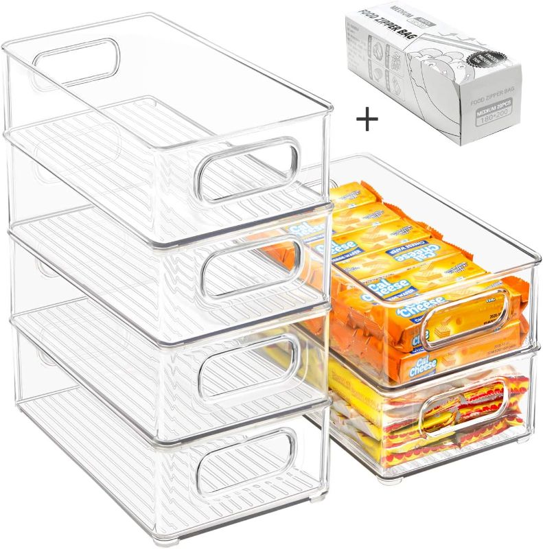 Photo 1 of Abiudeng Stackable Refrigerator Organizer Bins with Pull-out Drawer,Clear Fridge Drawer Organizer with Handle,Plastic Food Container Set for Kitchen organizer