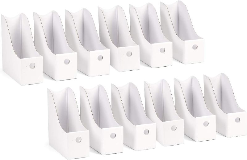 Photo 1 of Blue Summit Supplies 12 Pack White Cardboard Magazine Holder,, Sturdy Corrugated Cardboard Magazine Holders, Cardboard Magazine File Boxes 12-Pack