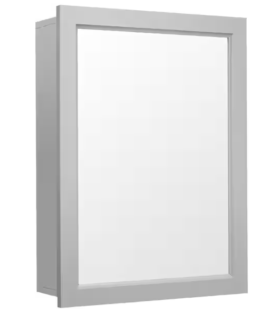 Photo 1 of 20 in. W x 26 in. H Rectangular Gray MDF Surface Mount Medicine Cabinet with Mirror
