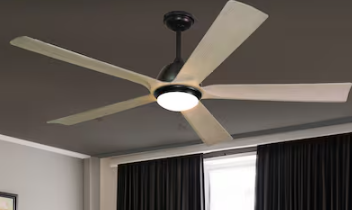 Photo 1 of ***Parts Only***Harbor Breeze Cartersville 60-in Black Integrated LED Indoor/Outdoor Ceiling Fan with Light and Remote (5-Blade)
