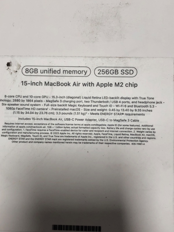 Photo 5 of Apple 2023 MacBook Air Laptop with M2 chip: 15.3-inch Liquid Retina Display, 8GB Unified Memory, 256GB SSD Storage, 1080p FaceTime HD Camera, Touch ID. Works with iPhone/iPad; Midnight
