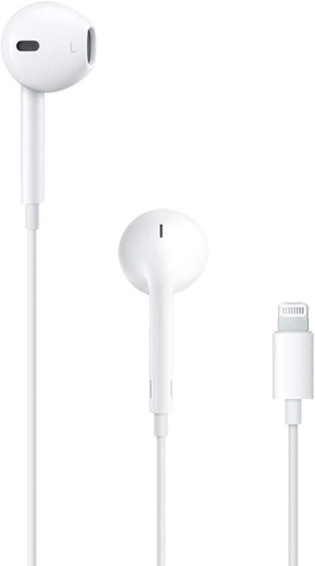 Photo 1 of Apple EarPods Headphones with Lightning Connector, Wired Ear Buds for iPhone with Built-in Remote to Control Music, Phone Calls, and Volume
