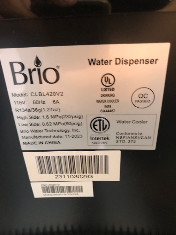 Photo 3 of Brio CLBL420V2 Bottom Loading Water Cooler Dispenser for 3 & 5 Gallon Bottles - 3 Temperatures with Hot, Room & Cold Spouts, Child Safety Lock, LED Display with Empty Bottle Alert, Stainless Steel