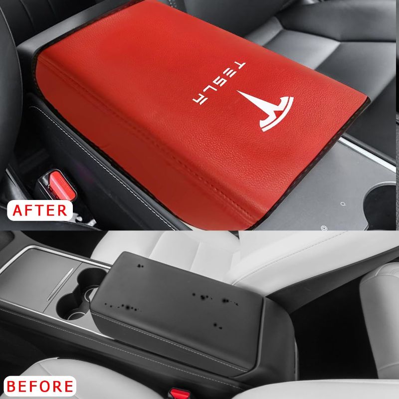 Photo 1 of Center Console Cover for Tesla Model Y Model 3 2017-2023 with Tesla Center Console Silicone Pad