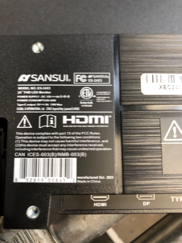 Photo 4 of SANSUI Monitor 24 inch 100Hz IPS USB Type-C FHD 1080P Computer Display Built-in Speakers HDMI DP HDR10 Game RTS/FPS Tilt Adjustable for Working and Gaming (ES-24X3 Type-C & HDMI Cable Included)