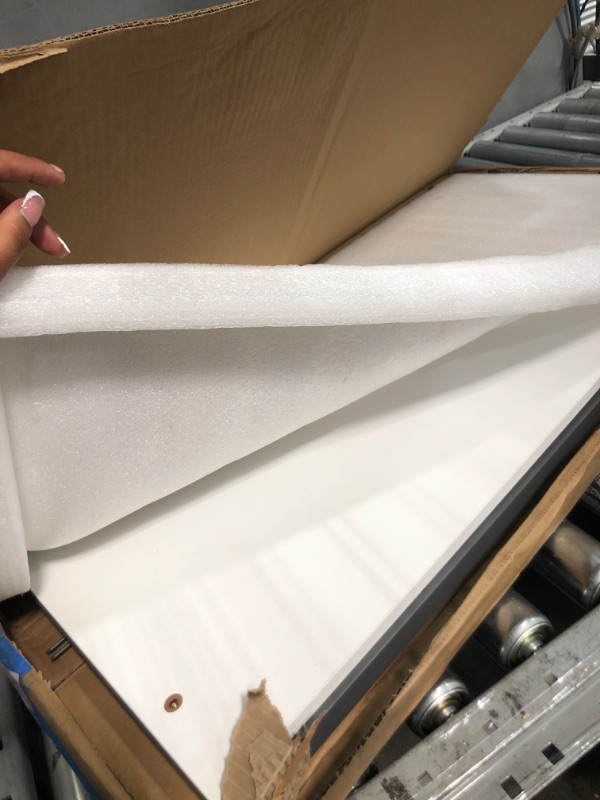 Photo 1 of Pamray 32 Inch Small Spaces Computer Desk with Storage Bag Study Table Desk for Bedroom Writing and Work Small Home Office Desk White White + Gray Leg 32 inch