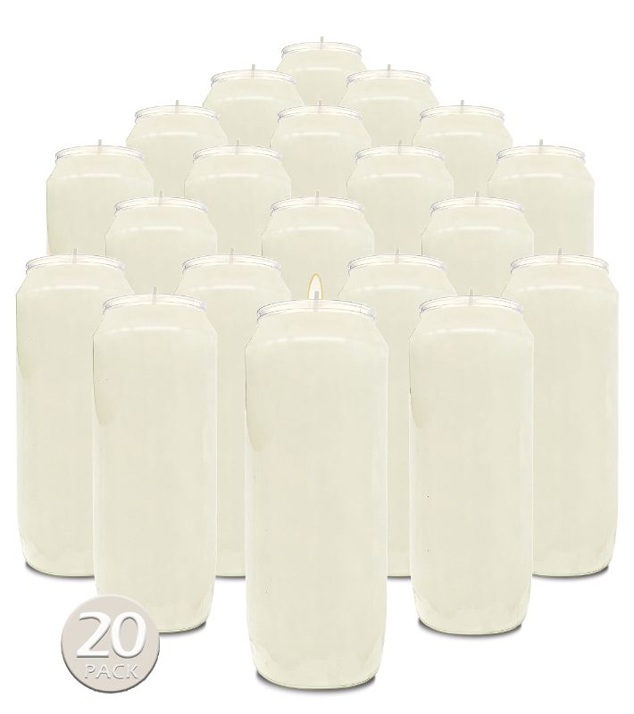 Photo 1 of 9 Day White Prayer Candles,10 Pack - 7" Tall Pillar Candles for Religious, Memorial, Party Decor, Vigil and Emergency Use - Vegetable Oil Wax in Plastic Jar Container - by Hyoola