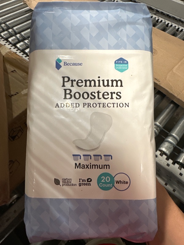 Photo 3 of Because Premium Incontinence Boosters - Add Extra Absorbency to Adult Diapers - Super Absorbent, Soft, Contoured Fit - Unisex -180 Count (Pack of 1)